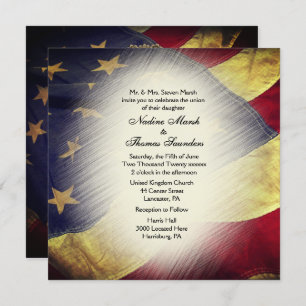 xxAmerican Flag Wedding Invitation met Foto Kaart