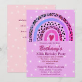 XXe Leopard Print Boho Rainbow Birthday Party Kaart (Voorkant / Achterkant)