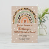 XXe Leopard Print Boho Rainbow Birthday Party Kaart (Staand voorkant)