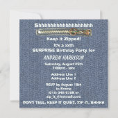 XXe URPRISE Birthday Party Keep it Zipped Denim Kaart (Achterkant)