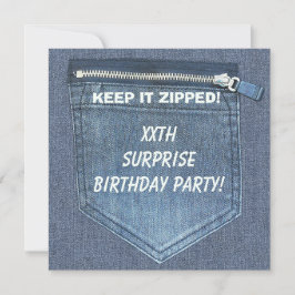 XXe URPRISE Birthday Party Keep it Zipped Denim Kaart