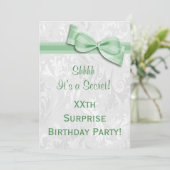 XXe ZURPRISE Birthday Party Damask en Bow Kaart (Staand voorkant)