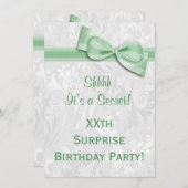 XXe ZURPRISE Birthday Party Damask en Bow Kaart (Voorkant / Achterkant)