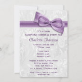 XXe ZURPRISE Birthday Party Damask en Bow Kaart (Achterkant)