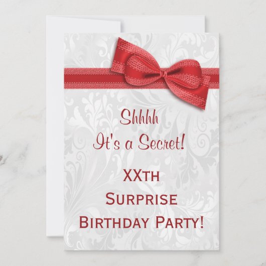 XXe ZURPRISE Birthday Party Damask en Bow Kaart (Voorkant)