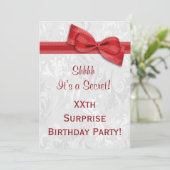 XXe ZURPRISE Birthday Party Damask en Bow Kaart (Staand voorkant)