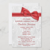 XXe ZURPRISE Birthday Party Damask en Bow Kaart (Achterkant)