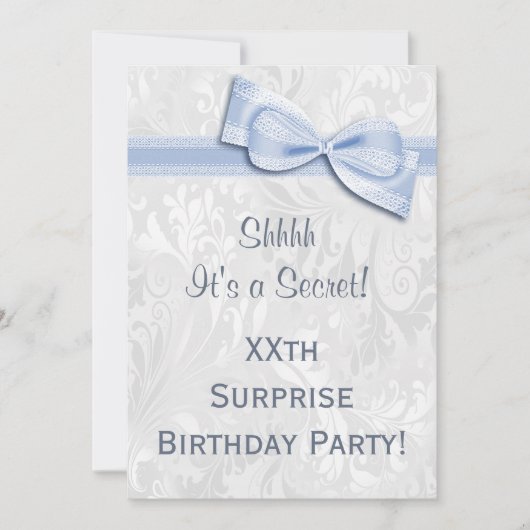 XXe ZURPRISE Birthday Party Damask en Bow Kaart (Voorkant)
