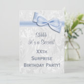 XXe ZURPRISE Birthday Party Damask en Bow Kaart (Staand voorkant)