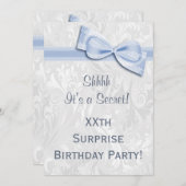 XXe ZURPRISE Birthday Party Damask en Bow Kaart (Voorkant / Achterkant)