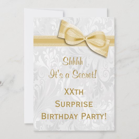 XXe ZURPRISE Birthday Party Damask en Bow Kaart (Voorkant)