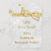 XXe ZURPRISE Birthday Party Damask en Bow Kaart (Voorkant / Achterkant)