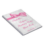 XXe ZURPRISE Birthday Party Damask en Bow Notitieboek (Rechterzijde)