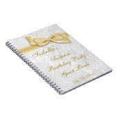 XXe ZURPRISE Birthday Party Damask en Bow Notitieboek (Rechterzijde)