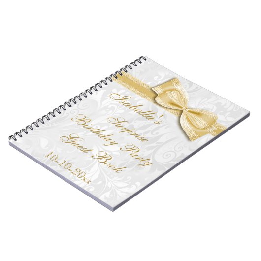 XXe ZURPRISE Birthday Party Damask en Bow Notitieboek (Linkerzijde)