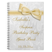 XXe ZURPRISE Birthday Party Damask en Bow Notitieboek (Voorkant)