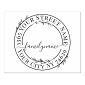 XXL Botanical Script Modern Round Return Address Rubberstempel (Afrduk)