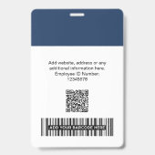 XXL personeelsfoto, balk en QR-code, logo, naam Badge (Achterkant)