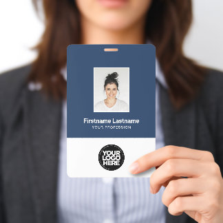 XXL personeelsfoto, balk en QR-code, logo, naam Badge