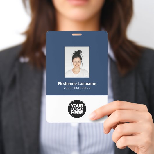 XXL personeelsfoto, balk en QR-code, logo, naam Badge (Gepresenteerd)