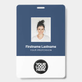 XXL personeelsfoto, balk en QR-code, logo, naam Badge (Voorzijde)