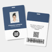 XXL personeelsfoto, balk en QR-code, logo, naam Badge (Voor- en achterkant)