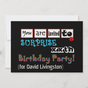 xxxxx SURPRISE Birthday Party Invitation Sjabloon Kaart