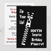 xxxxx SURPRISE Birthday Party Invitation Sjabloon Kaart (Voorkant / Achterkant)