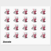 XY- Devil Plays BADminton Cartoon Ronde Sticker (Vel)