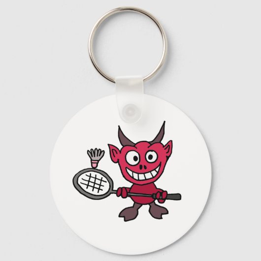 XY- Devil Plays BADminton Cartoon Sleutelhanger (Voorkant)