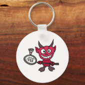 XY- Devil Plays BADminton Cartoon Sleutelhanger (Voorkant)