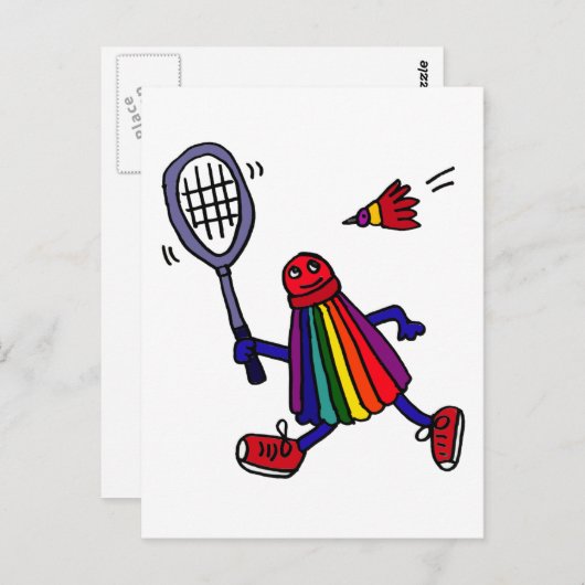 XY- Funny Badminton Birdie Cartoon Briefkaart (Voorkant / Achterkant)