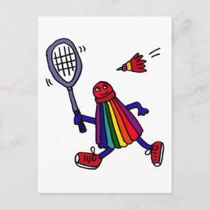 XY- Funny Badminton Birdie Cartoon Briefkaart