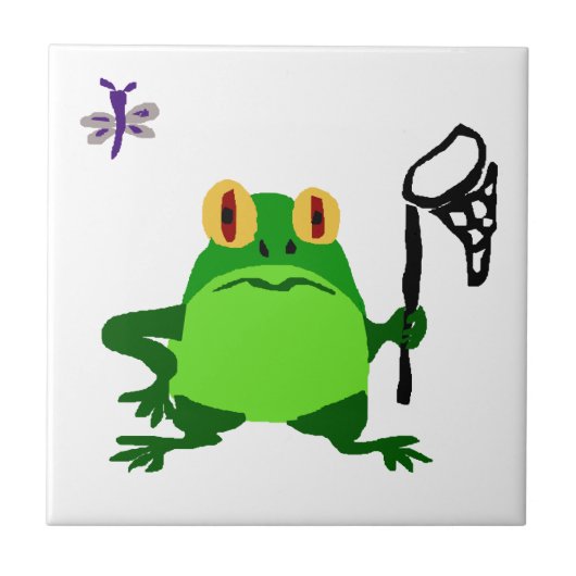 XY- Funny Frog- Dragonfly-Cartoon Tegeltje (Voorkant)