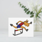 XY- Funny Horse die over de Hurdles Cartoon spring Briefkaart (Staand voorkant)