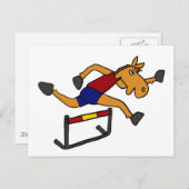 XY- Funny Horse die over de Hurdles Cartoon spring Briefkaart (Voorkant / Achterkant)
