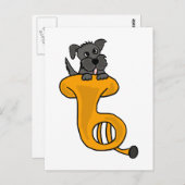 XY-Grey Puppy Dog in een Tuba cartoon Briefkaart (Voorkant / Achterkant)