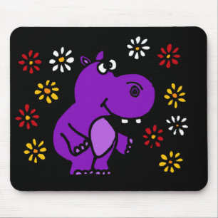 XY - Paarse Hippo- en Daisies-kunst Muismat