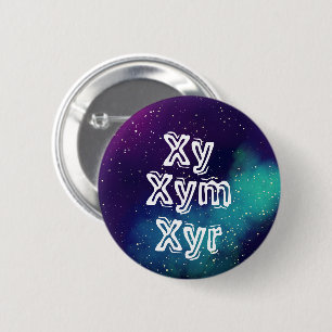 Xy/Xym/Xyr  Galaxy Pronoun Ronde Button 5,7 Cm