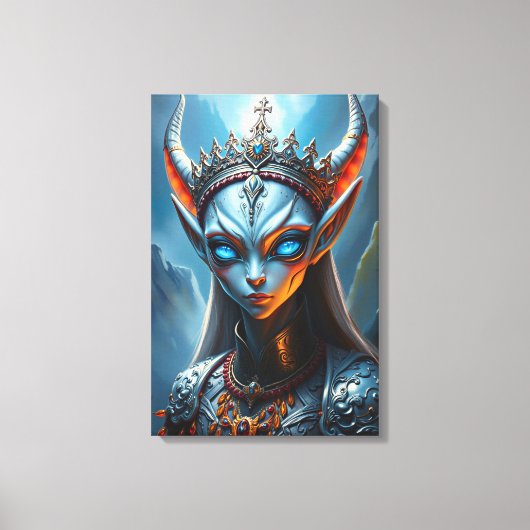 Xylanthia de Gehoornde Oracle - Epische Elfen Fant Canvas Afdruk (Voorkant)