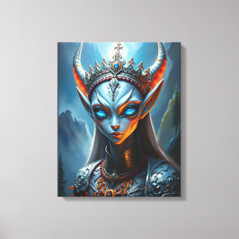 Xylanthia de Gehoornde Zieneres - Epische Elfen Fa Canvas Afdruk