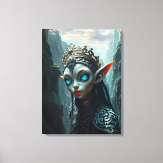 Xylariel the Azure Sovereign Fantasy Canvas Afdruk