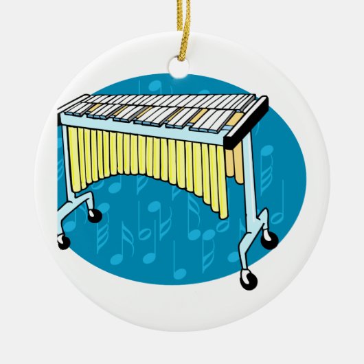 Xylophone-afbeelding met blauwe achtergrond keramisch ornament (Voorkant)