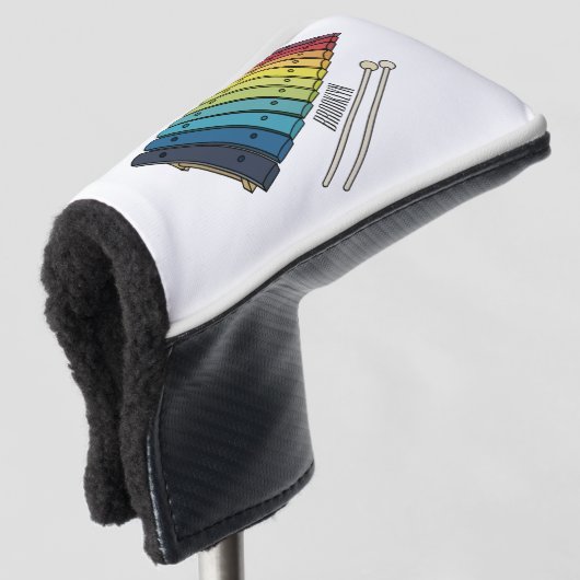 Xylophone cartoon illustratie golfheadcover (3/4 voorkant)