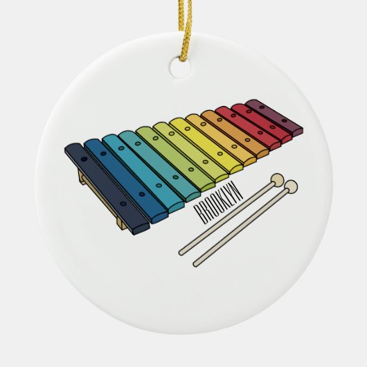 Xylophone cartoon illustratie keramisch ornament (Voorkant)