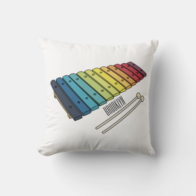 Xylophone cartoon illustratie kussen (Voorkant)