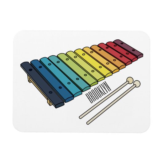 Xylophone cartoon illustratie magneet (Horizontaal)