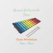 Xylophone cartoon illustratie raamsticker (Vel)