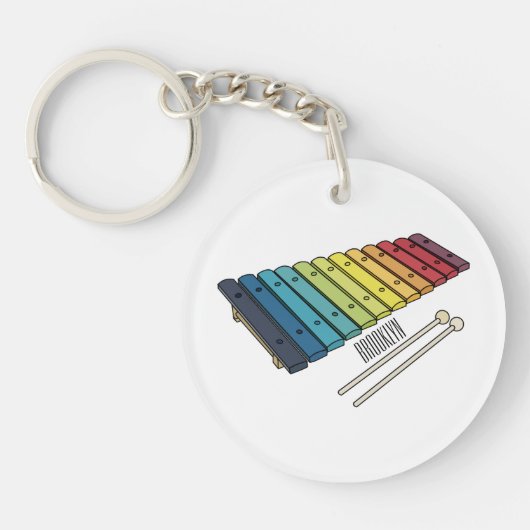 Xylophone cartoon illustratie sleutelhanger (Voorkant)