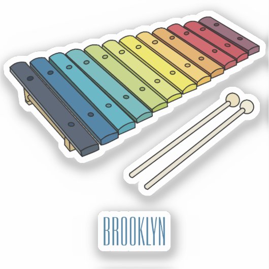 Xylophone cartoon illustratie sticker (Voorkant)